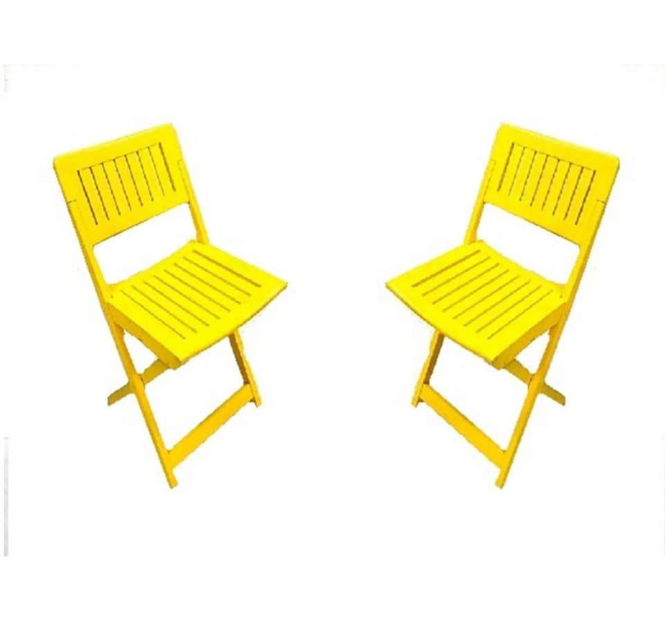 Detec Homzë Wooden Portable Folding Chair  - Yellow