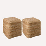 Load image into Gallery viewer, Detec  Handwoven Jute Poufs - Square (Buy One Get One Free)
