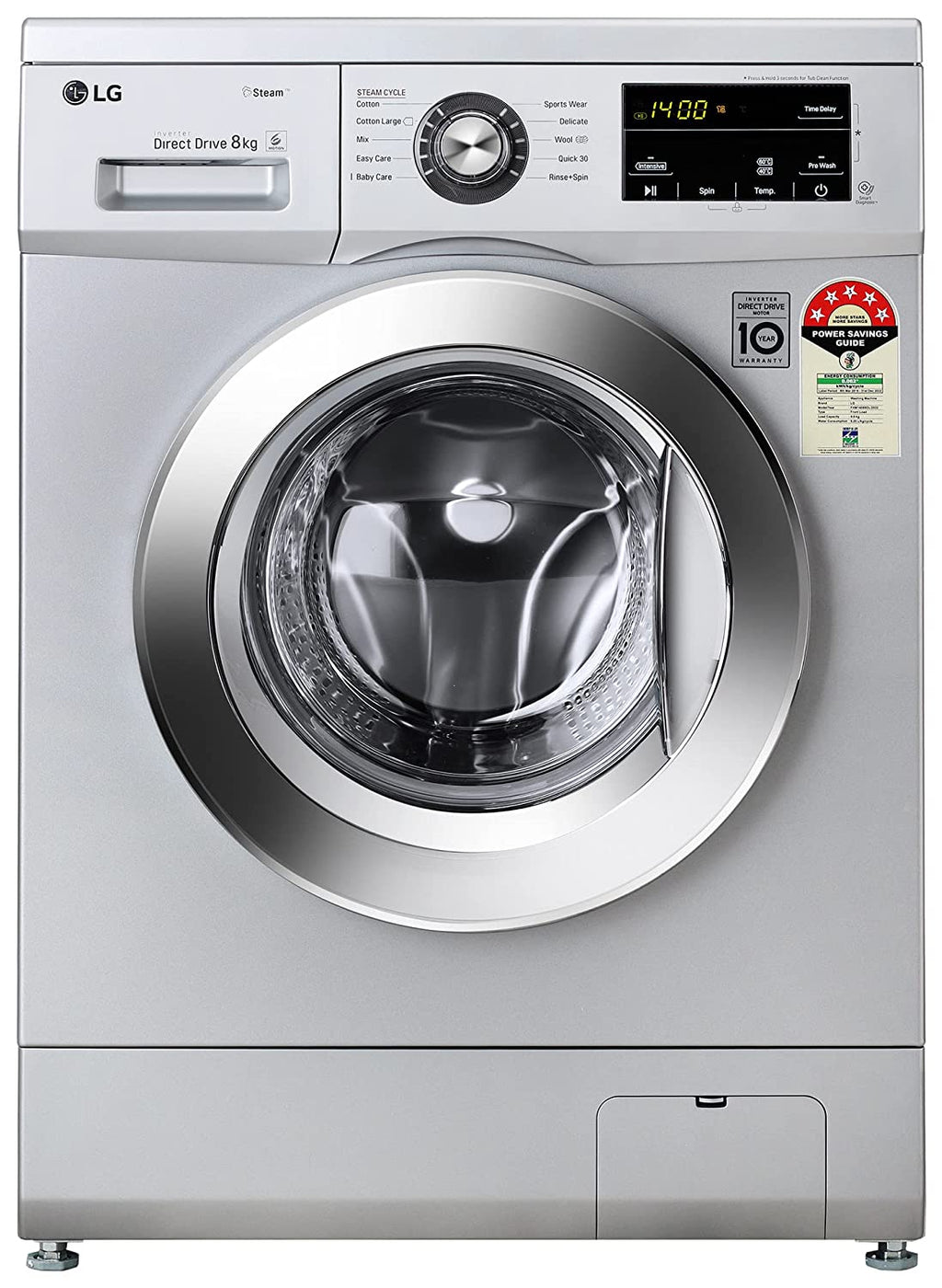 Open Box, Unused LG 8.0 Kg 5 Star Inverter Touch Control Fully-Automatic Front Load Washing Machine with Heater