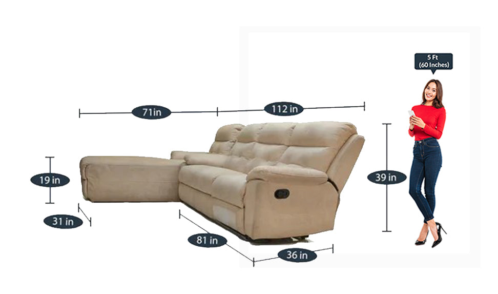 Detec™ Calvin 3 Seater RHS Sectional Sofa - Cream Color