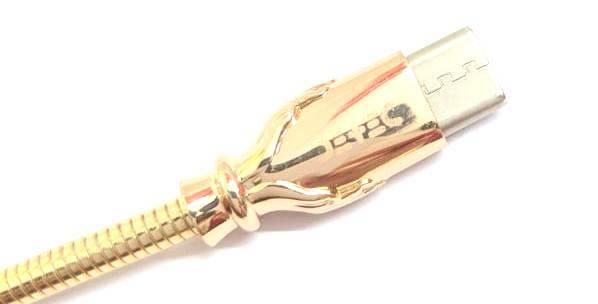 Detec Data Cable - Type C - 4Amp-GOLD- Super Fast Charging Cable - Zinc Metal Shell and Slim Connector - Detech Devices Private Limited