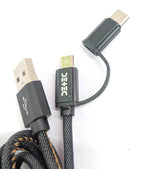 गैलरी व्यूवर में इमेज लोड करें, Detec Data Cable - 2 in 1 - Black  - Type C &amp; Micro USB Port - Detech Devices Private Limited
