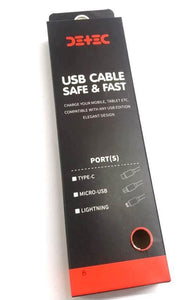 Detec Data Cable - 2 in 1 - Black  - Type C & Micro USB Port - Detech Devices Private Limited