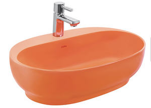 Cera Table Top Colour Wash Basins Cafe Silk Orange