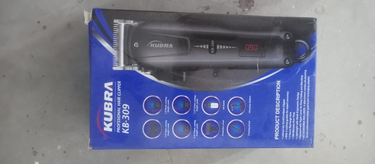 Kubra KB-309 Professional Cordless Rechargeable Led Display Hair Clipper Heavy
