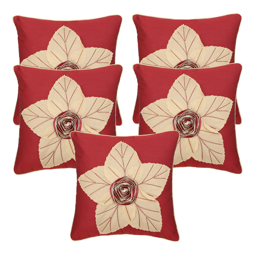 Desi Kapda Floral Cushions Cover (Pack of 5, 40 cm*40 cm, Multicolor)