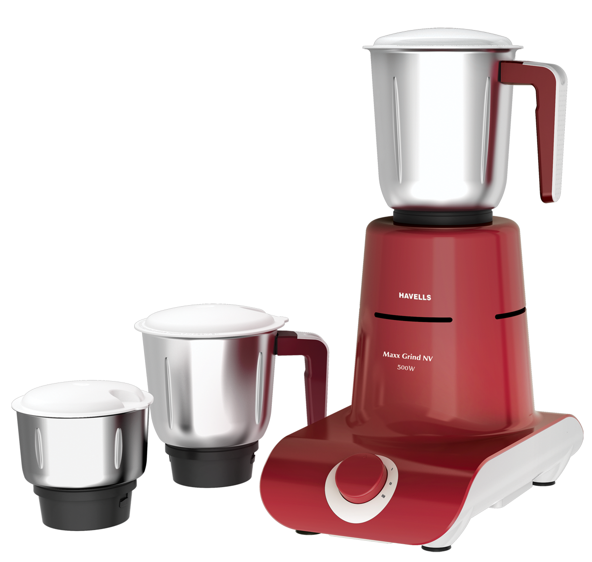 Havells Maxx Grind NV Mixer Grinder 500W 3 Jars Cherry Red