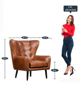 Detec™ Wing Chair - Vintage Brown Color 