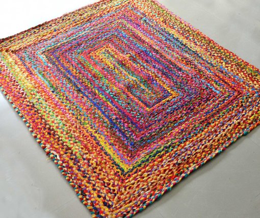 Detec™ Modern Braided Rug in Colorful Cotton Chindi 