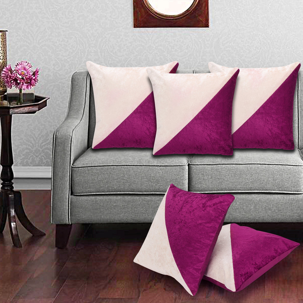 Desi Kapda Geometric Cushions Cover (Pack of 5, 40 cm*40 cm, Pink)