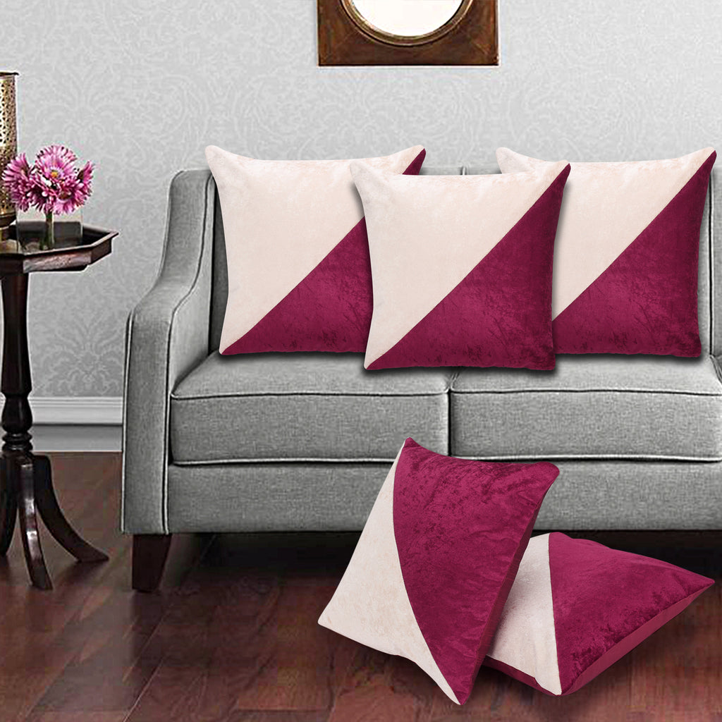 Desi Kapda Geometric Cushions & Pillows Cover (Pack of 5, 40 cm*40 cm, Red)
