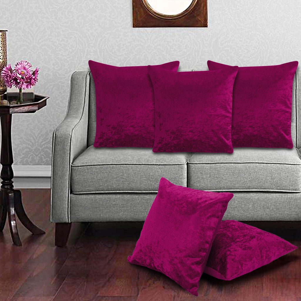 Desi Kapda Plain Cushions Cover (Pack of 5, 40 cm*40 cm, Pink)
