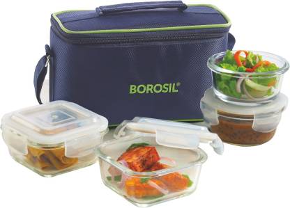 Detec™ Borosil Microwavable Glass Lunch Box Universal Pack of 5