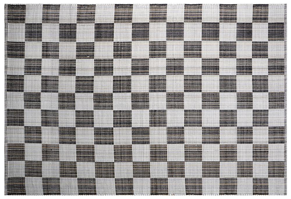 Saral Home Detec™ Grey Modern Check Designer Carpet  (120x180 Cms)
