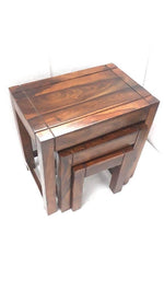 Load image into Gallery viewer, Ethnic Pure Sheesham Nesting Table with groov- Set of 3 - Detech Devices Private Limited
