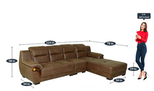 Detec™ Jonas LHS L Shape Sofa - Coffee Brown Color