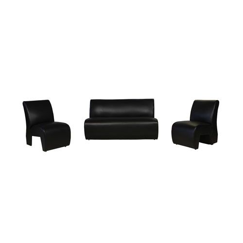 Detec™Marine Fibre Leather Sofa Set in Black Colour