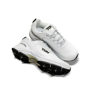 एसएस टन प्रो 9000 क्रिकेट स्पाइक जूते - सफेद और काले