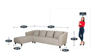 Detec™ Pascal 3 Seater RHS Sectional Sofa - Beige Color
