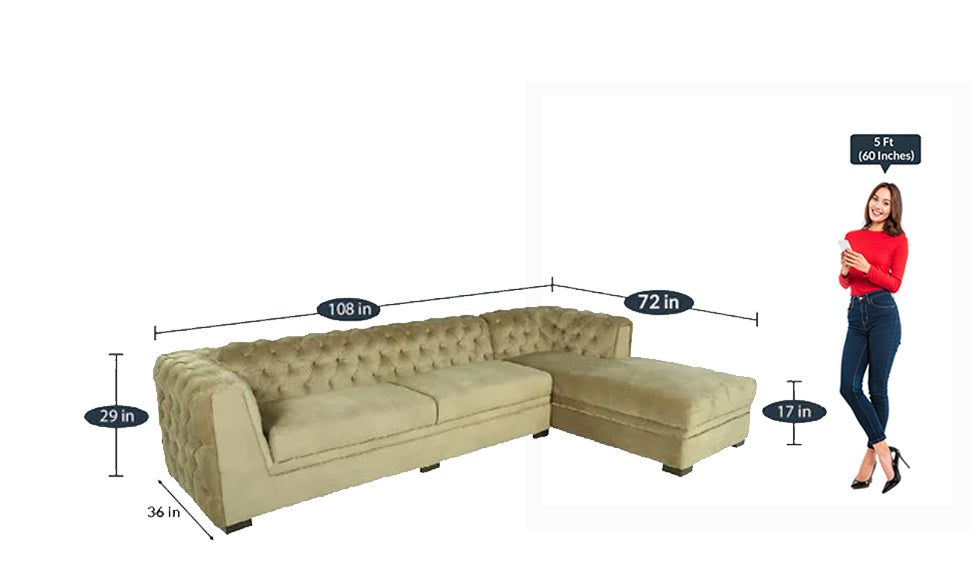 Detec™ Donald LHS 3 Seater Sofa with Lounger - Beige Color