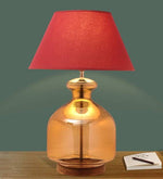 Load image into Gallery viewer, Detec Maroon Cotton Shade Table Lamp with Amber Luster Glass Base
