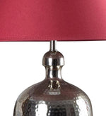 Load image into Gallery viewer, Detec Metal finished with Maroon shade sophisticated table lamp
