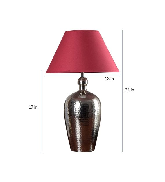 Detec Metal finished with Maroon shade sophisticated table lamp