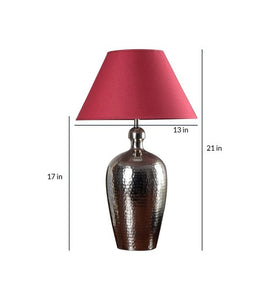 Detec Metal finished with Maroon shade sophisticated table lamp