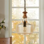 गैलरी व्यूवर में इमेज लोड करें, Detec Dawnelle Glass and Wood fusion Pendant Hanging Lights
