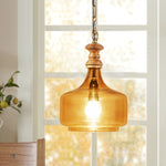 गैलरी व्यूवर में इमेज लोड करें, Detec Dawnelle Glass and Wood fusion Pendant Hanging Lights
