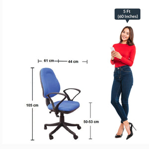Detec™ Comfort Medium Back Revolving Chair for Office Purpose - Blue Pack of 2