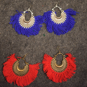 Products Detec Homzë Ethnic Tassel Metal Earring Blue And Red colour