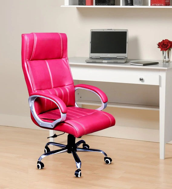 डिटेक™ एर्गोनोमिक ऑफिस चेयर आरामदायक हाई बैक आर्मरेस्ट डेस्क चेयर - गुलाबी रंग