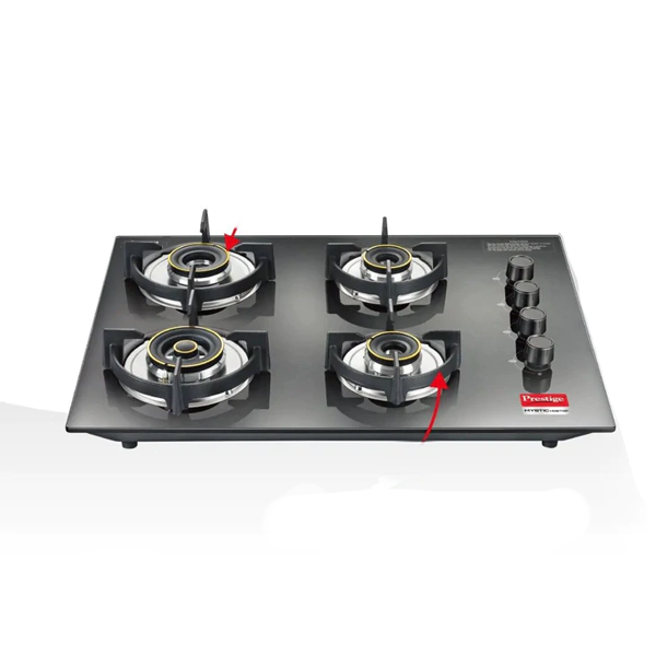 Prestige Mystic PHTM 04 Hobtop LP Gas Table With Glass Top, 4 Burners