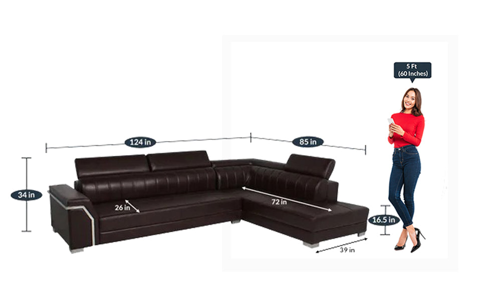 Detec™ Clemens LHS Sectional Sofa with Ottoman - Brown Color