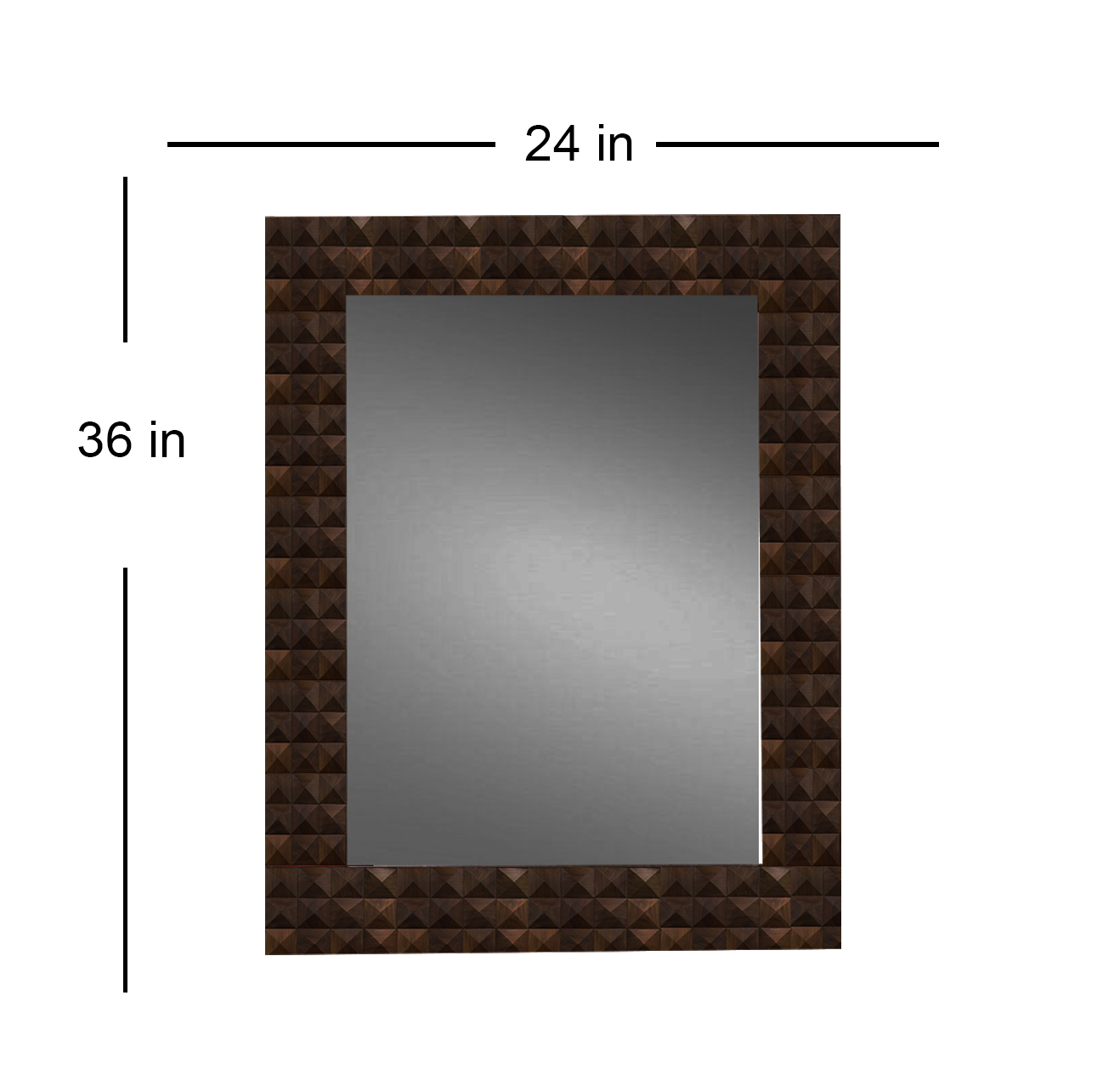 Detec™ Dark Brown Solid Wood Hand Carved Wall Mirror36 inche