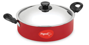 Pigeon Non-Stick Biriyani Pot with Lid ( 11 L, Red)