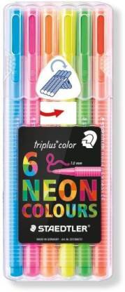 Detec™ STAEDTLER Triplus® Neon color 323 Triangular fibre-tip Fineliner Pen  (Pack of 6, Multicolor)