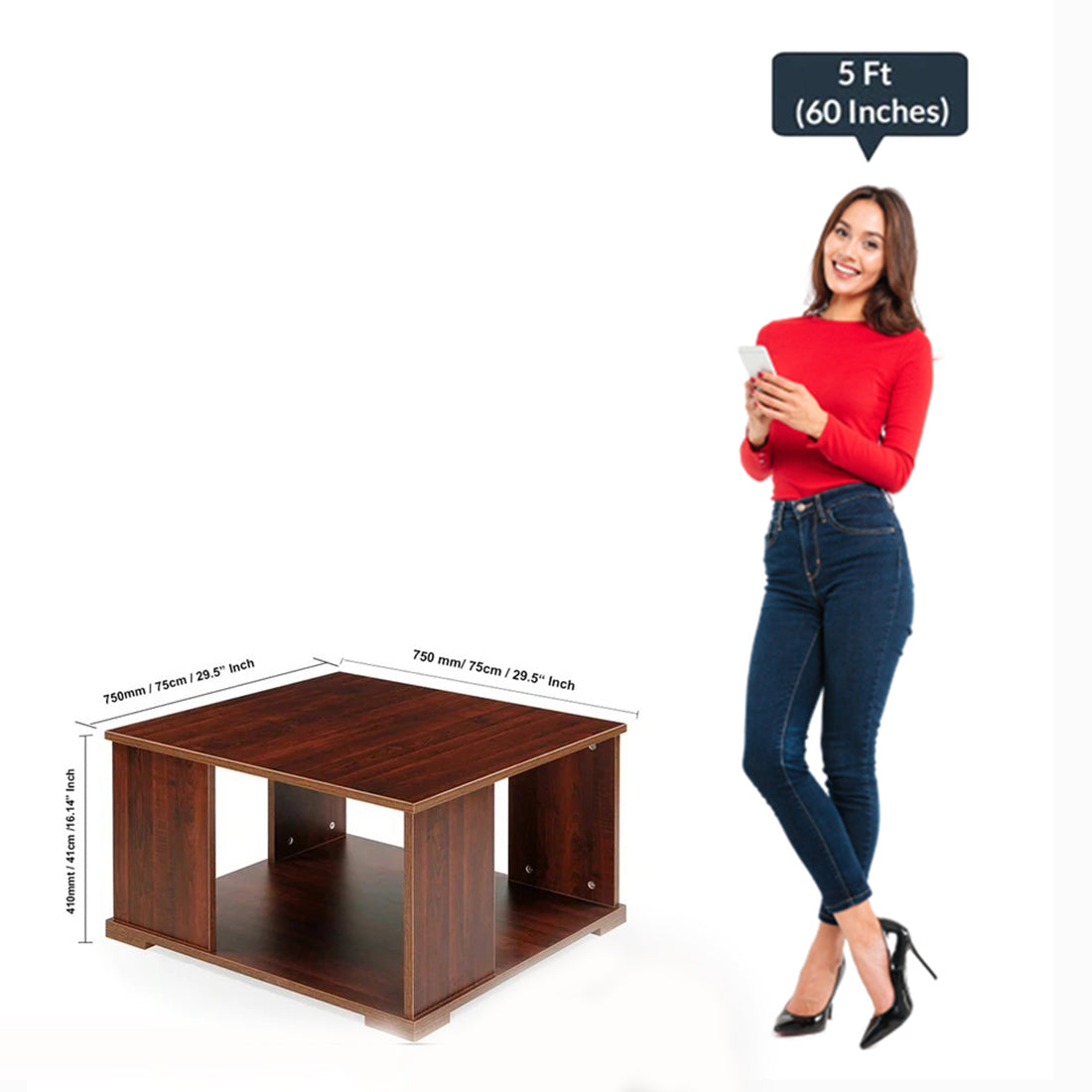 Detec™ कॉफ़ी टेबल - अखरोट भूरा रंग