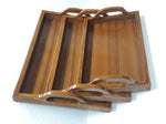 Load image into Gallery viewer, Fine Teak wood Serving Tray With handles - Set of 3 (Model: 164) - Detech Devices Private Limited
