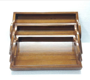 Fine Teak wood Serving Tray With handles - Set of 3 (Model: 164) - Detech Devices Private Limited
