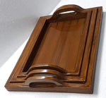 Load image into Gallery viewer, Fine Teak wood Serving Tray With handles - Set of 3 (Model: 164) - Detech Devices Private Limited
