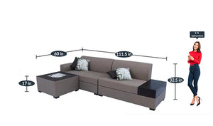 Detec™ Arved LHS Sofa With Coffee Table - Brown Color