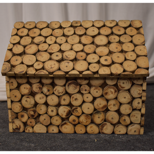 Detec™ लकड़ी की झोपड़ी के आकार का लकड़ी का मनी बॉक्स