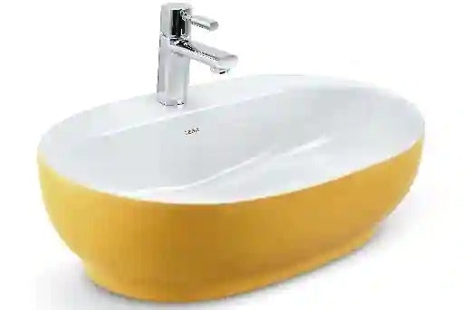 Cera Table Top Colour Wash Basins Cafe Duo Yellow Color