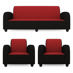 Detec™ Quatra Fabric Red and Black Sofa Set