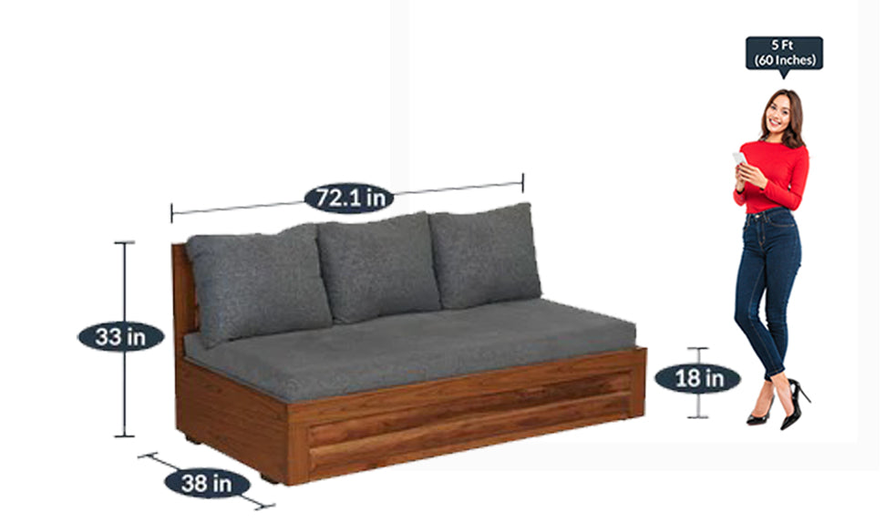 Detec™ Wolfgang Sofa Cum Bed with Storage - Natural Finish