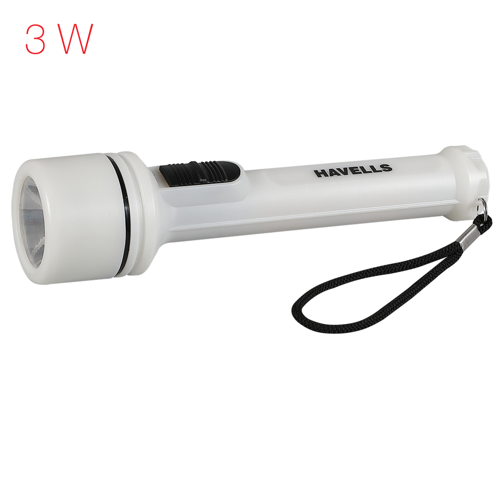 Havells Glow 30 3 W dry cell torch powered by 3XAA dry batteries