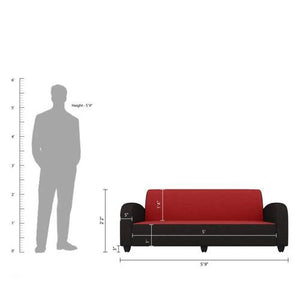 Detec™ Quatra Fabric Red and Black Sofa Set